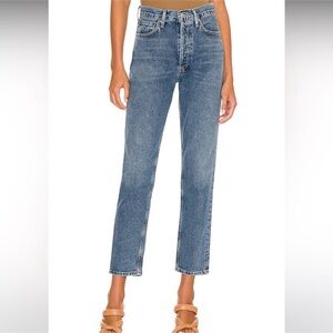AGOLDE Fen High Rise Straight Jeans Light Wash Button Fly 28